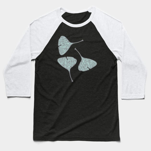 Ginkgo Grey on Seafoam Baseball T-Shirt by Beth Thompson Art